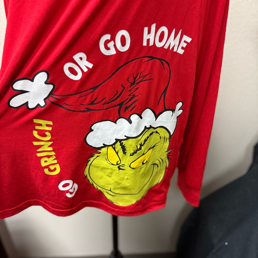 The Grinch "Go Grinch or Go Home" Christmas Long Sleeve Top – Women’s Size M - Picture 2 of 9